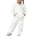 thumbnail image 6 of LRen Kids Sweatsuit Size 8 Valentines Bowknot Print Crewneck Long Sleeve Warm Sweatshirt Pullover Tops + Joggers Pants Cute Fall Outfits for Girls, 6 of 7