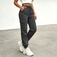 thumbnail image 7 of WAVSUF Women's Cargo Pants, Elastic Waist Loose Fit Multiple Pockets Fall Casual Hiking Joggers Black L, 7 of 7