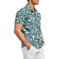 thumbnail image 4 of Dresfit Men's Polo Shirts Graphic Short Sleeve Hawaiian Shirt Spring Summer Button Down Holiday Aloha Shirt Loose Floral Big and Tall Beach Mokaloha Shirt Light Blue 2XL, 4 of 8