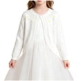 thumbnail image 2 of hengsof Toddler Girls Short Sleeve Bolero Cardigan Sweaters Kids Knit Button Lettuce Trim Shrug Cropped Cute Sweater, 2 of 8