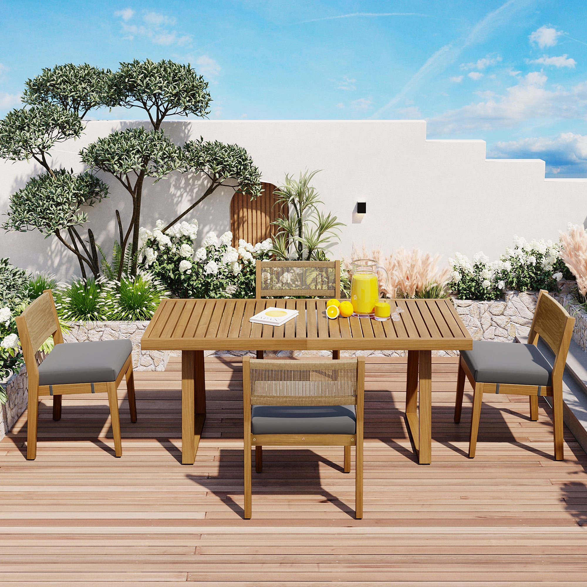 MAYEERTY 4-Piece Outdoor Bar Table Set with Power Outlet – Bar Table and Stools, Ideal for Living Room, Dining Room, or Game Room