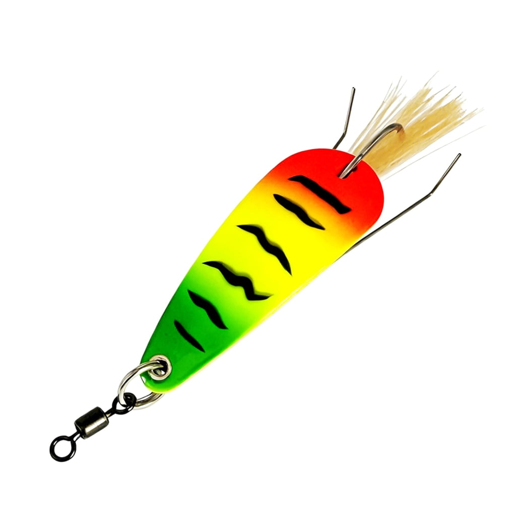 Fishing Spoon Lures with Feather Tail and Hook Cover for Casting Water Use