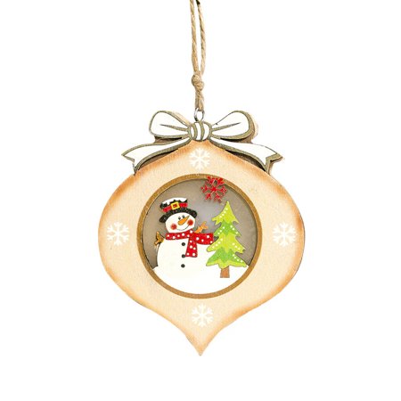 

Christmas Wood Painted Snowman Light Card Christmas Tree Light Small Pendant