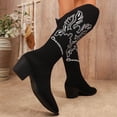 thumbnail image 6 of Embroidered Long Tube Flying Weaver Girl Big Size Thick Heel Denim Boots Retro Ethnic Elastic Boots, 6 of 8