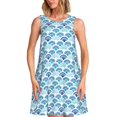 thumbnail image 1 of Balery Blue Fish Scale Texture Vestidos de verano para mujer con estampado: vestido holgado sin mangas, vestido playero informal y cómodo para días calurosos., 1 of 7