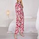 thumbnail image 3 of Balery Red Flowers Conjunto de Pijama con Estampado para Mujer, Conjunto de Dos Piezas con Manga Larga, Ropa de Dormir Suave con Bolsillos, Pijamas Cómodos-XX-Large, 3 of 7