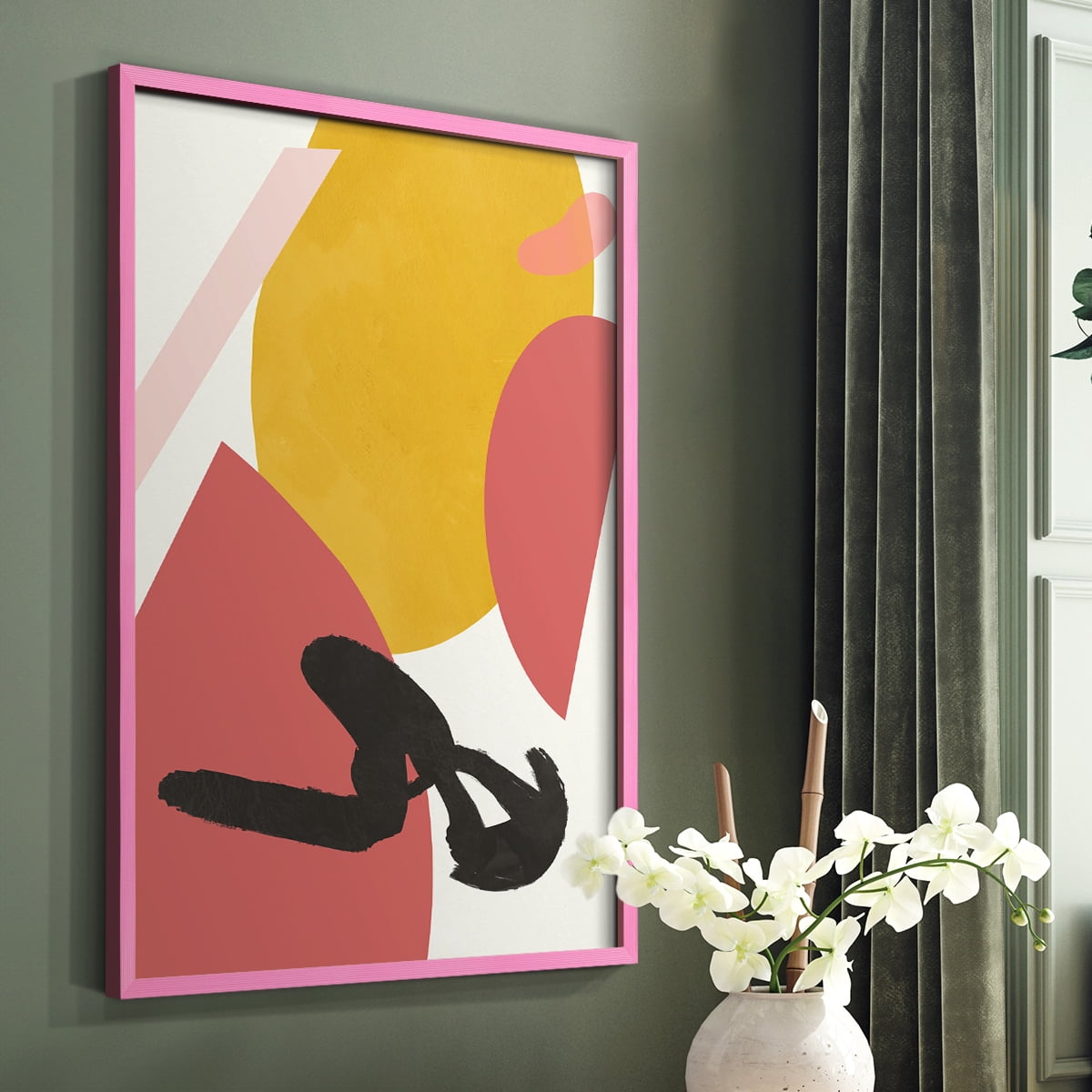 Bright Boy II Framed Print in Pink Solid Wood Framed Print No Nail Hanging