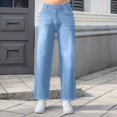 thumbnail image 7 of YanHoo Women's High Waisted Jeans Stretchy Fashion Classic Casual Jean Pants Straight Leg Loose Denim Pants with Pockets Light Blue,XXL, 7 of 7