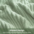 thumbnail image 5 of Snuggle Sac Reversible Ribbed Throw Blanket Fuzzy Knit Blanket for All Season, Green, 50*60", 5 of 6