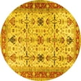 thumbnail image 1 of Ahgly Company Indoor Round Oriental Yellow Traditional Area Rugs, 4' Round, 1 of 4