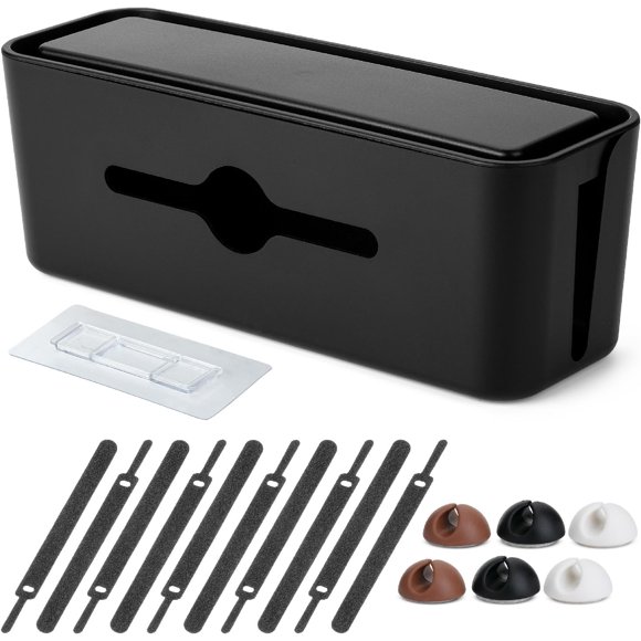 Bates- Cable Management Box, Small, Cable Organizer Box, Cord Organizer Box, Cable Box Organizer, Cord Management Box, Cord Hider Box, Cord Box for Wires on Floor, Power Strip Cover Box Baby Proof
