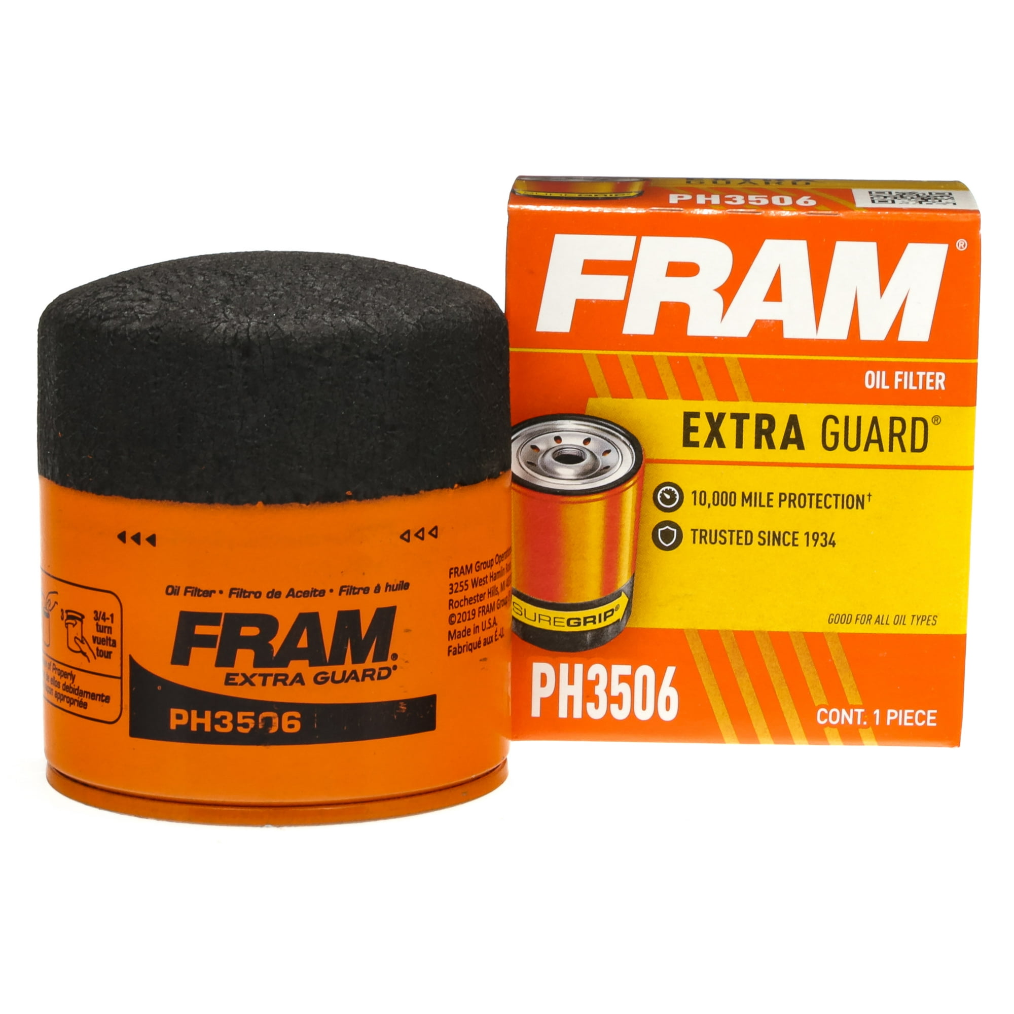 FRAM Extra Guard Oil Filter, PH3506, 10K Miles, Replacement Oil Filter Fits Select Vehicles