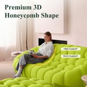 99 Bubble Couch Modern, Oversized Curved Couches, Lazy Floor Sofa, Lemon Green Bubble Couch, Modern Upholstered Comfy Mesh Fabric 3D Honeycomb Shape Couches for Living Room, Office, Apartment
