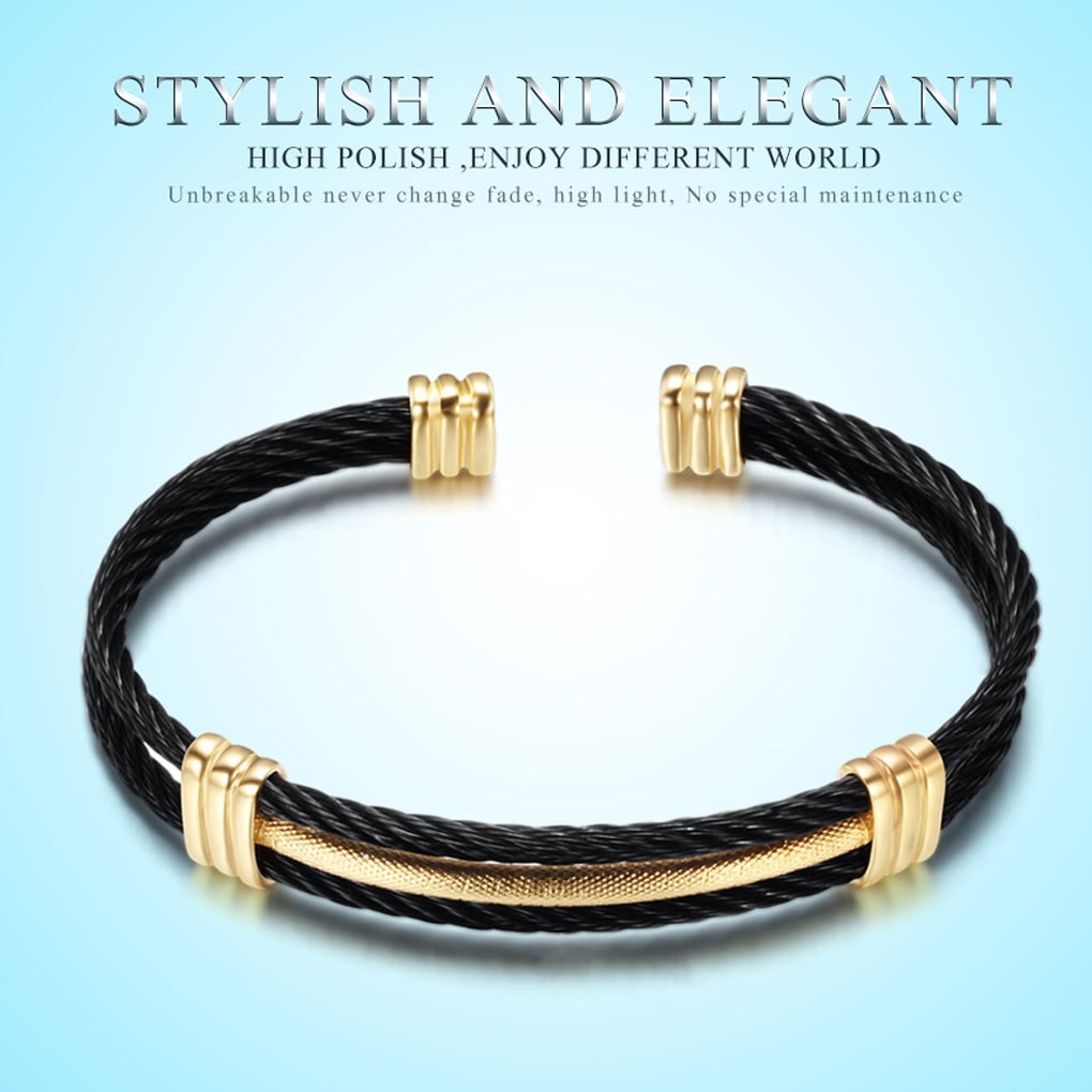 Bracelet Stainless Steel Wire Adjustable Size Multi layer Cable Twisted Open Hand Chain Bangles Jewelry Accessory Present Gold Black Walmart
