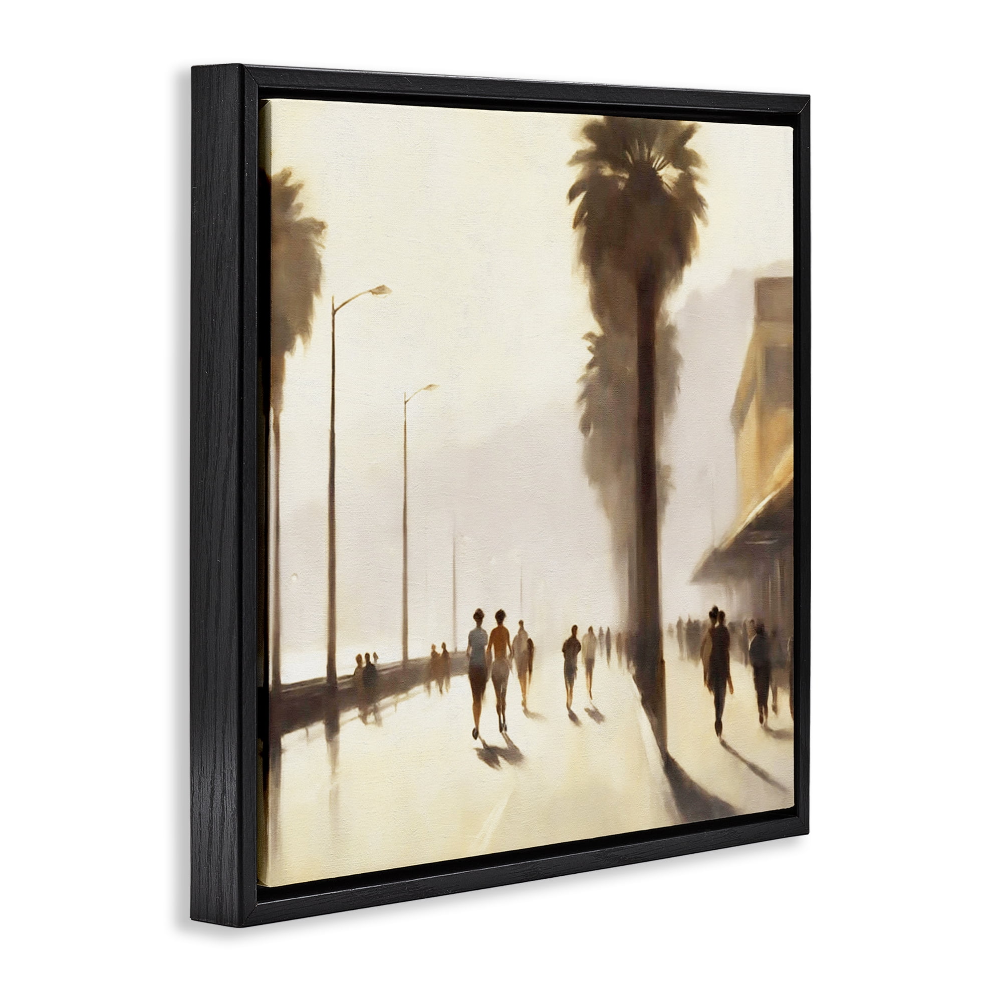 Stupell Industries Sunset Runners Tropical Landscape & Nature Painting Black Floater Framed Canvas Art Print Wall Art, 25 x 25