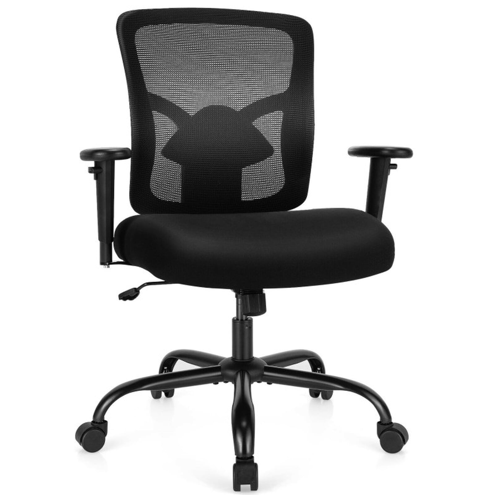 Furnibear Big and Tall Mesh Office Chair 400 lbs High Back Ergonomic Task Chair with Adjustable Lumbar Support, Computer Chair for Home Office, Black