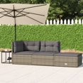 thumbnail image 1 of vidaXL 3 Piece Garden Lounge Set with Cushions Grey Poly Rattan, 1 of 5