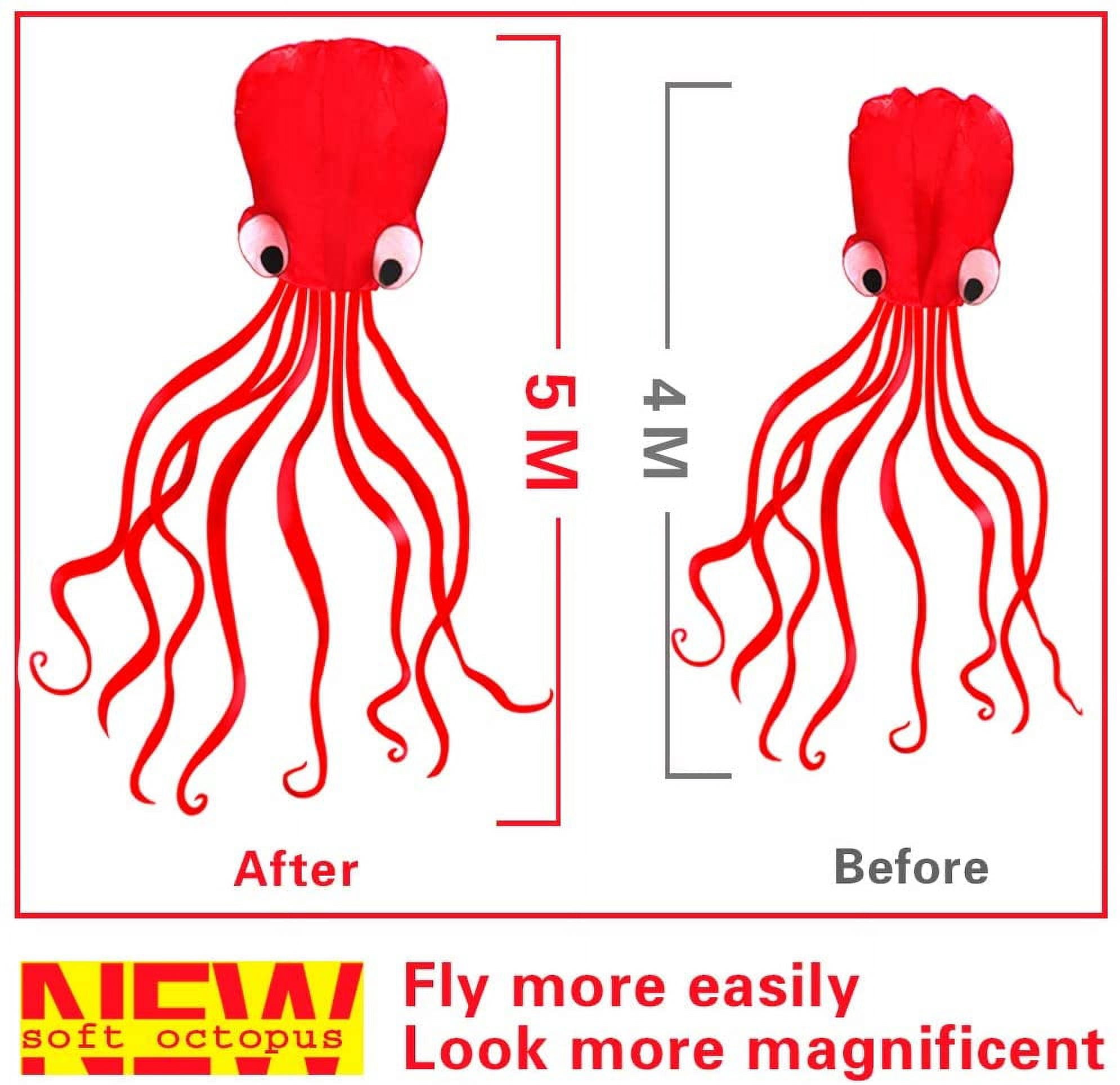 Soft Octopus Kite Series, Beautiful Kite with Long Colorful Tail for Kids and Adults, Easy to Fly Beach Kites, Excellent Outdoor Games and Activity Toys, Suitable for Beginners.