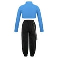 thumbnail image 2 of YONGHS Kids Girls Dance Athletics Outfits Long Sleeve Crop Tops with Cargo Pants Set Blue 8, 2 of 7