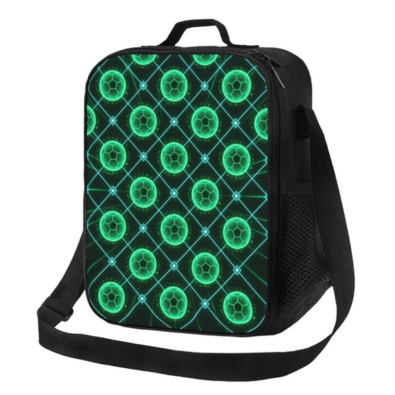 Soccer Lunch Box For Women Men, Insulated Leakproof Waterproof Lunch Bag With Mesh Pocket, Portable Cooler Tote Bag