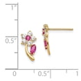 thumbnail image 3 of Real 14kt Yellow Gold Madi K Clear & Red CZ Flower Post Earrings; for Adults and Teens; for Women and Men, 3 of 3