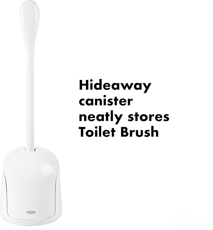 Good Grips Compact Toilet Brush & Canister, White, 6" x 4-3/4" x 17-1/4" h