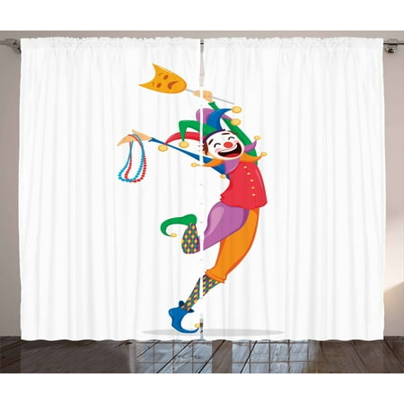 New Orleans Curtains 2 Panels Set Mardi Gras Themed Jester