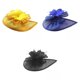 thumbnail image 1 of 3 piezas de tocado de malla con elegante flor y pinza para el pelo estilo vintage Amarillo Rosa Negro, 1 of 9