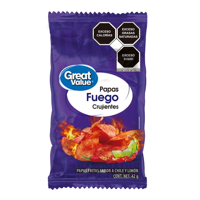 Papas Great Value fuego 42 g
