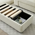 thumbnail image 3 of Corduroy Modular Sofa Set with Storage Ottomans & Cup Holders - Space-Saving Sectional for Small Living Rooms, Bedrooms, and Home Offices, Cream, 3 of 6