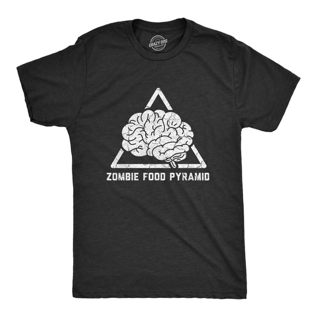 Mens Zombie Food Pyramid T Shirt Funny Undead Nutrition Tee for Guys (Heather Black - PYRAMID) - 5XL