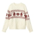 thumbnail image 2 of Vintage Christmas Sweaters for Women 2025 Long Sleeve Crewneck Loose Jacquard Cable Knit Pullover Sweater Jumper Tops, 2 of 4