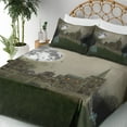 thumbnail image 5 of Ambesonne Gothic Fitted & Top Sheet Set with Shams, Old Village and Grave, Beige Green, 5 of 8