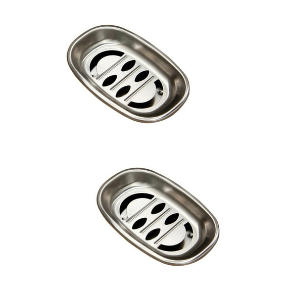 2pcs Double Layer Stainless Steel Soap Dish Tray Double Draining Soap Box Holder for Shower Bathroom Kitchen (Oval Laugh)