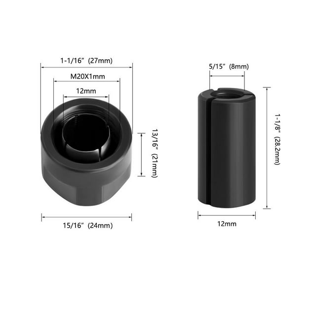 M20 6/6.35/8/10Mm Collet Chuck Adapter With Nut Engrave Trimming Machine Router 12X8