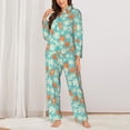 thumbnail image 2 of Pofeuu Cute Sloth on Floral Tree Print Womens Pajamas Set Long Sleeve Sleepwear Button Down Nightwear Soft Pj Lounge Sets Button Down Pajamas Women-, 2 of 7