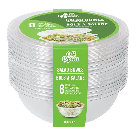 Salad Bowl With Utensils 160 oz Pack of 8