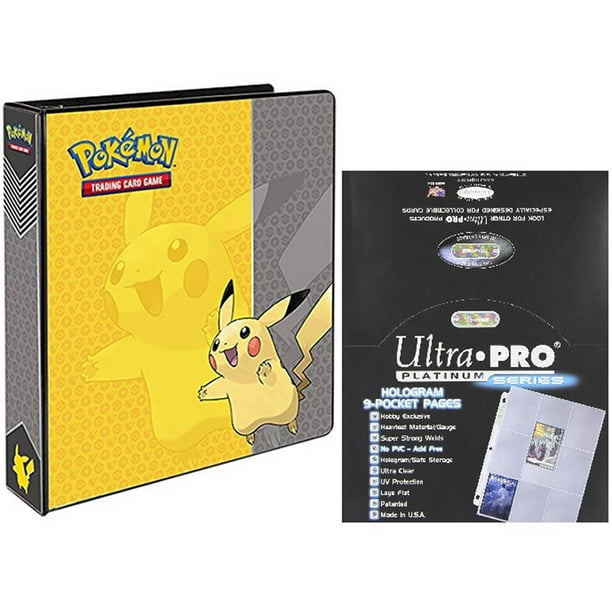 Pokemon Pikachu 2" 3Ring Binder Card Album with 100 Ultra Pro Platinum Series 9Pocket Sheets