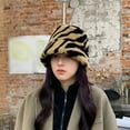 thumbnail image 3 of Retro Fisherman Hat Leopard Print Bucket Hat Autumn And Winter Thick Warm Hat, 3 of 5
