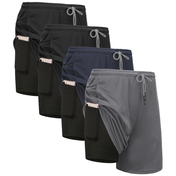 Pantalones cortos de entrenamiento Kinglaman 2 en 1 con forro para hombre, talla XXXL