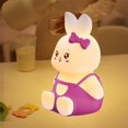 thumbnail image 1 of Fasiaou Cute Rabbit Night Light, Intelligent Timed, Silicone Dimmable Nursery Nightlight for Nursery, Silicone Rechargeable Bedside Touch Night Lights for Home Decor-Purple,Style A, 1 of 6