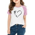 thumbnail image 2 of SERTG Girls Valentine Print Raglan Sleeve Casual T-shirt Kids Shirts Spring Summer Short Sleeve Cute Tops(Pink#2,4 Years), 2 of 8