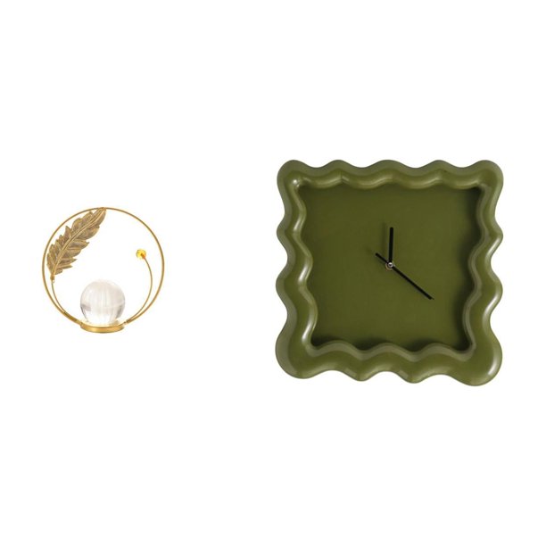 Reloj De Pared Con Escultura De Metal Y Bola Cuadrada De Cristal, Figura Decorativa, Soporte De Escritorio, Silencioso Y Preciso, Ideal Para Colgar En Pasillo, Chimenea, Dormitorio, Sala De