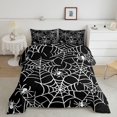 thumbnail image 2 of Feelyou Spooky Spider Web Full Size Comforter Sets, Halloween Animal Bedding Comforter Set, Black White, Black Reversible, 3-Piece, 1 Comforter and 2 Pillowcases, 2 of 7