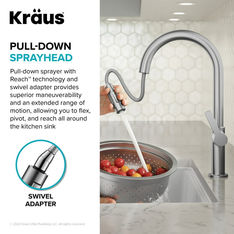 KRAUS Pull-Down Kitchen Faucet in Brushed Brass & Matte Black