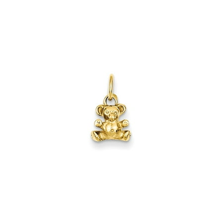 Yellow Gold Teddy Bear Charm - 14K Yellow Gold Polished Teddy Bear Charm 12mm x 8mm