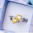 thumbnail image 2 of Mahablijewels Heart Cut Yellow Cubic Zirconia 14K White Gold Finish For Womens Wedding Band Ring, 2 of 3