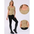 thumbnail image 2 of DARING DIVA Sweetheart Neck Puff Sleeve Lace-up Blouse M Khaki, 2 of 7