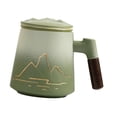 thumbnail image 2 of Taza de té de cerámica, taza de beber por la mañana, con tapa de café Taza de leche de té, taza de café para la tienda de bebidas Hotel Verde degradado, 2 of 8