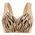 thumbnail image 4 of ManxiVoo Full Bust Front Closure Wireless Bra Large Cup Size Supportive Comfort Fit Seamless Camisole Style Printed Design XXXXL Size Light Yellow, 4 of 6